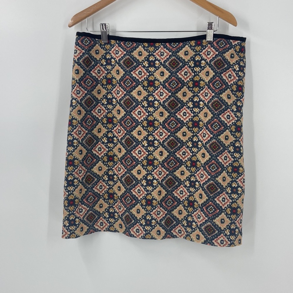 Loft Boho Short Patterned Cotton Blend A Line Ski… - image 1